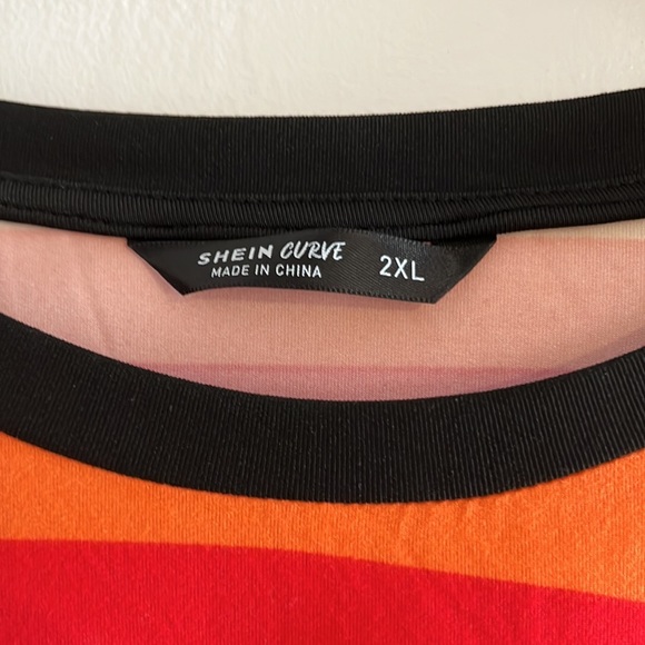 Shein Rainbow Striped Tshirt Dress NWOT size 2X - Picture 3 of 5